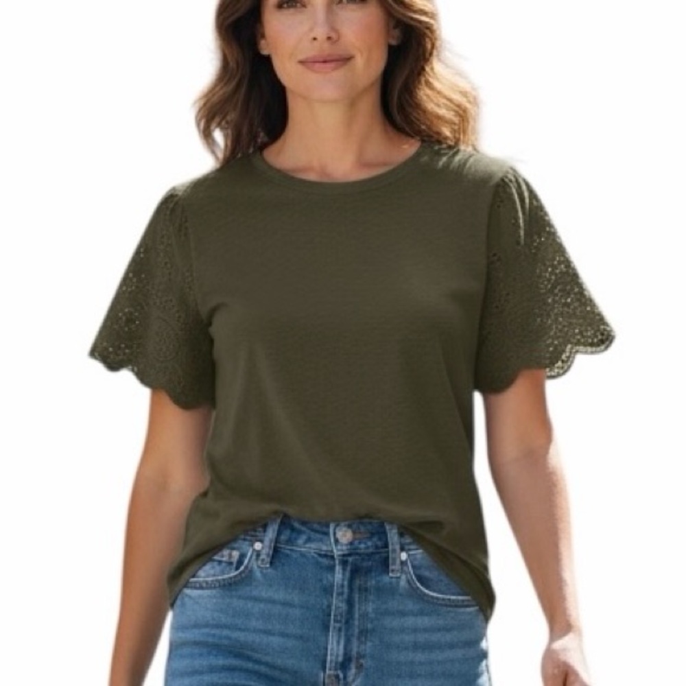 SHEIN Eyelet Sleeve Top NWT